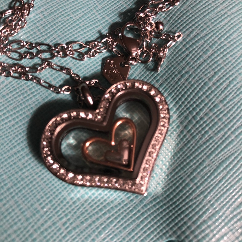 Silver medium heart locket set